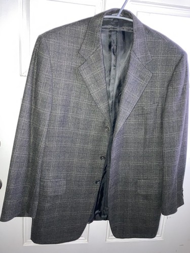 CANALI Men's Wool Cashmere Green Plaid Three Button Blazer Size 43 - Picture 6 of 6
