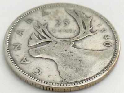 1940 Canada Twenty Five 25 Cent Quarter Silver Circulated