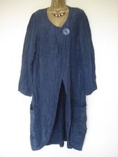 Grizas Blue Lagenlook Silk And Linen Coat Size Medium