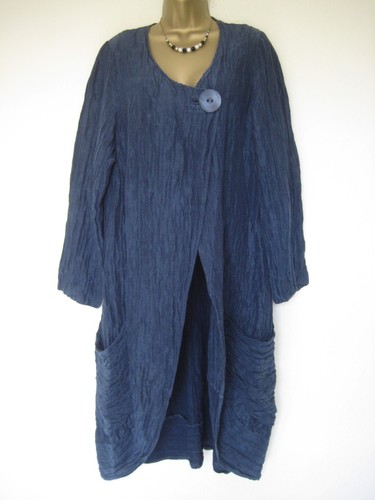 Grizas blue lagenlook silk and linen coat size Medium