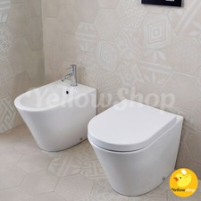 BIDET A TERRA FILO MURO COPRIVASO RALLENTATO SOFT CLOSE PAVIMENTO OASY BAGNO