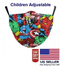Children Captain America Hulk Thor Ironman Superhero Face Mask Adjustable Cloth