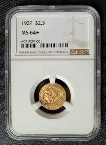 1929 GOLD Indian Head Quarter Eagle NGC MS 64+ $2.50 Graded Gold Coin MS64 PLUS