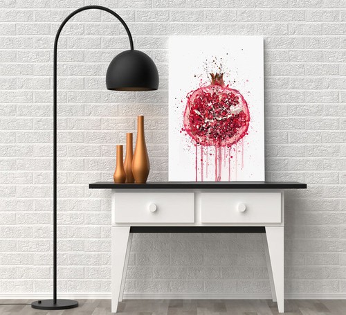 POMEGRANATE -DEEP FRAMED CANVAS WALL SPLASH ART PICTURE PAPER PRINT- RED PINK - Picture 9 of 17