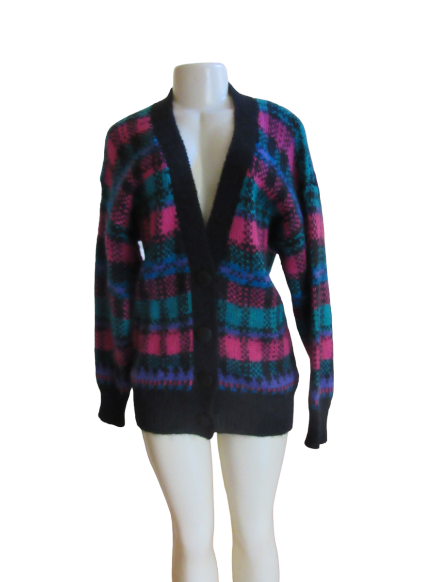 Vintage Nell Flowers J G Hook Mohair & Acrylic Button Down Chunky 