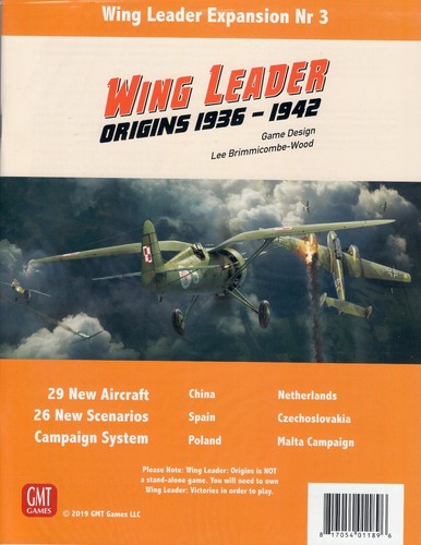 Wing Leader Origins 1936-1942 Expansion Nr3 by GMT Games GMT1919 Folio Ziplock - Bild 1 von 3