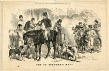 FOXHOUND HUNTING HOUND ANTIQUE DOG ART PRINT - "The St Stephen's Meet" - 1868