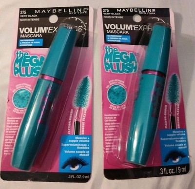 2 Pack Maybelline The Mega Plush Mascara 275 VERY BLACK Waterproof NEW SEALED