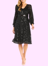 R  M Richards Women's Sequin Fit  Flare Party Dress Size: 8 Black RETAIL: 179