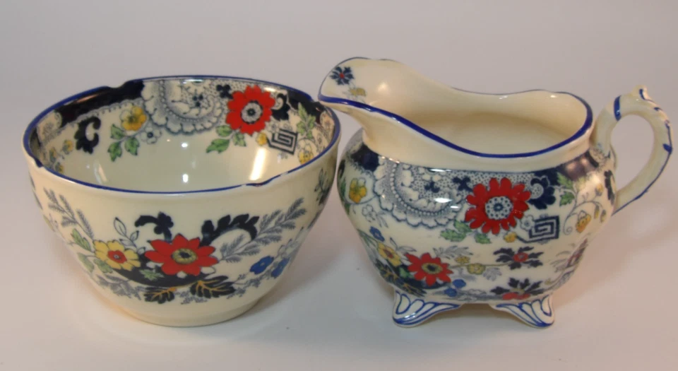 Coalport Kings Ware Canton Blue Edge Creamer Or Cream Jug Sugar Bowl c1920s VGAC - Image 2 of 4