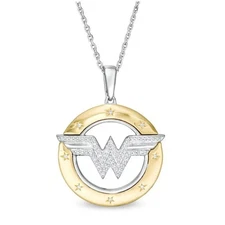 Wonder Woman's Collection 1/10 CT lab Created Diamond Symbol Circle Pendant