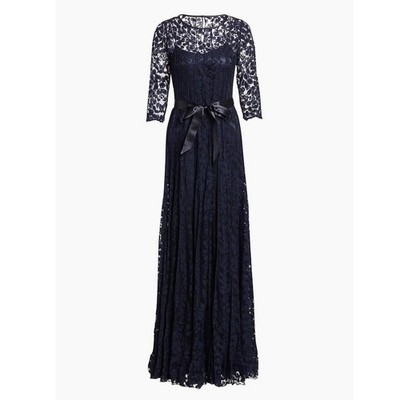knee length dresses for ladies Teri Jon by Rickie Freeman Women's Lace Gown - Blue - Size 2