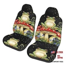 Car Seat Covers Set Of 2 Cute Summer Non-slip Front Car Mushrooms Hippie Frog