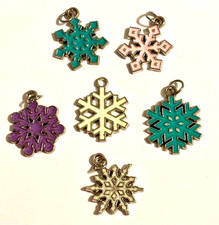 Snowflake Charms for Christmas bracelets necklace ornaments metal 1/2" lot of 6