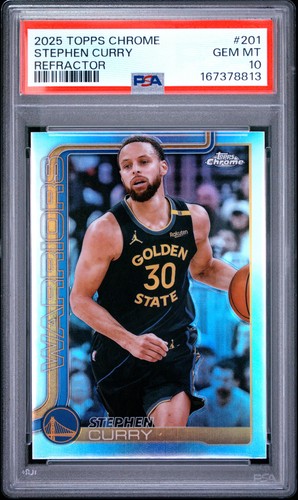 2025 TOPPS CHROME REFRACTOR #201 STEPHEN CURRY PSA 10