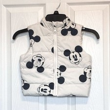 Disney Junior Toddler Girls White Black Mickey Mouse Print Vest Size 3T Youth