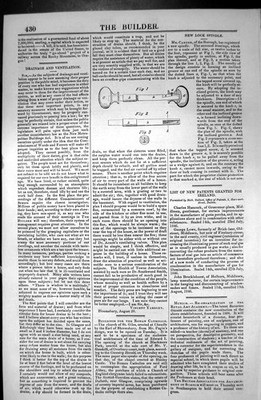 Original alter antiker Druck Architektur 1846 Baumeister neues Schloss Spindel Carter