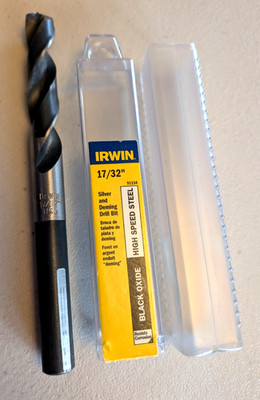 Irwin High Speed Steel Black Oxide Straight Shank Drill Bit 17/32'' x 6'' Long