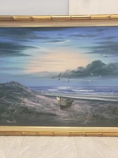 WINSTON HUGE ORIGINAL OIL ON CANVAS WAVES SEASCAPE PAINTING 40W×28H