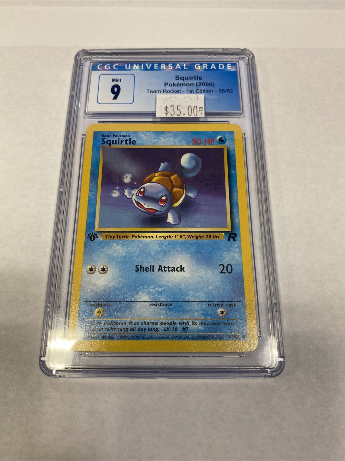 Pokemon CGC 9 MINT Squirtle Team Rocket 1st Edition 68/82 Pokemon Card
