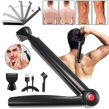 Electric Back Shaver Long Handle Men Body Hair Removal Razor USB Rechargeable US