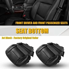 2X For 14-19 Chevy Silverado Driver & Passenger Bottom Leather Cover Seat Black