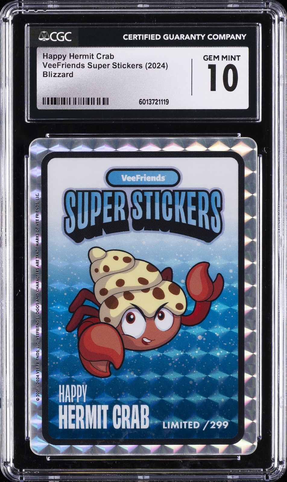 2024 VEEFRIENDS SUPER STICKERS BLIZZARD HAPPY HERMIT CRAB CGC 10 GEM MINT