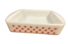 Vintage Kitchen Glasbake Red Orange Polka Dot 9 x 9 Square Baking Casserole Dish