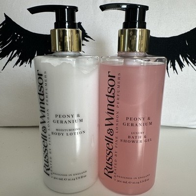 Russell & Windsor ~ Peony & Geranium Bath & Shower Gel & Moisturizing Lotion