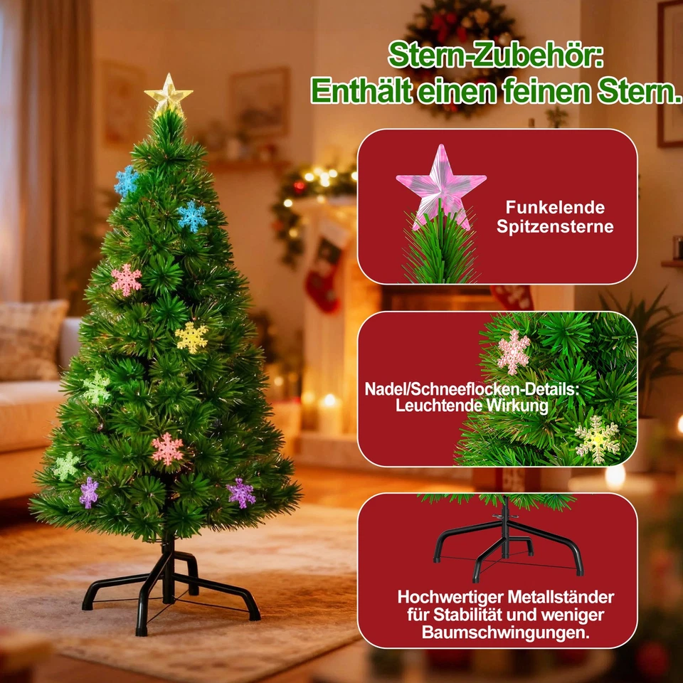 120-240cm Weihnachtsbaum Christbaum LED Schnee Künstlicher Kunstbaum Tannenbaum - Bild 2 von 4