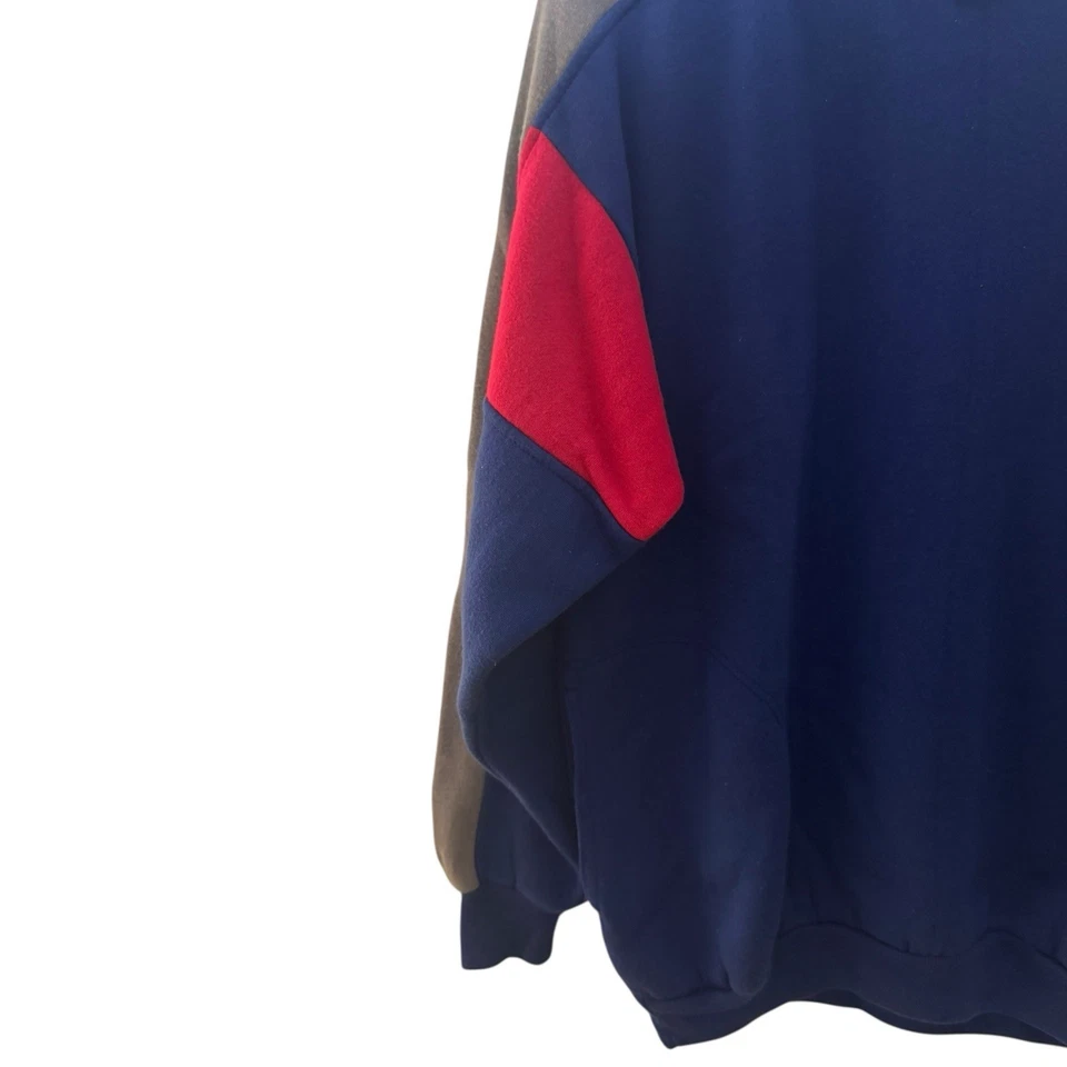VINTAGE TREND BASICS CREWNECK Sweatshirt Color Block 80/90s Retro SZ L Blue Pink - Image 3 of 4