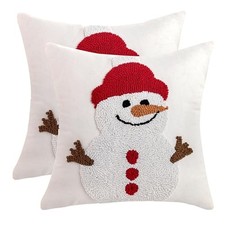 Christmas Throw Pillow Covers 18 X 18 Inches Decorative Couch Pillow Snowman