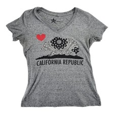 California Republic Mandala Bear Graphic Tee Women's XL Hybrid Apparel V-Neck