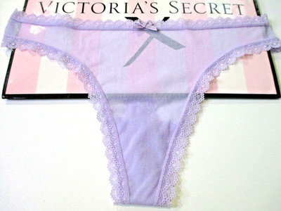 VICTORIA'S SECRET Purple Mesh Thong Panty S SMALL Orchid Bloom VS