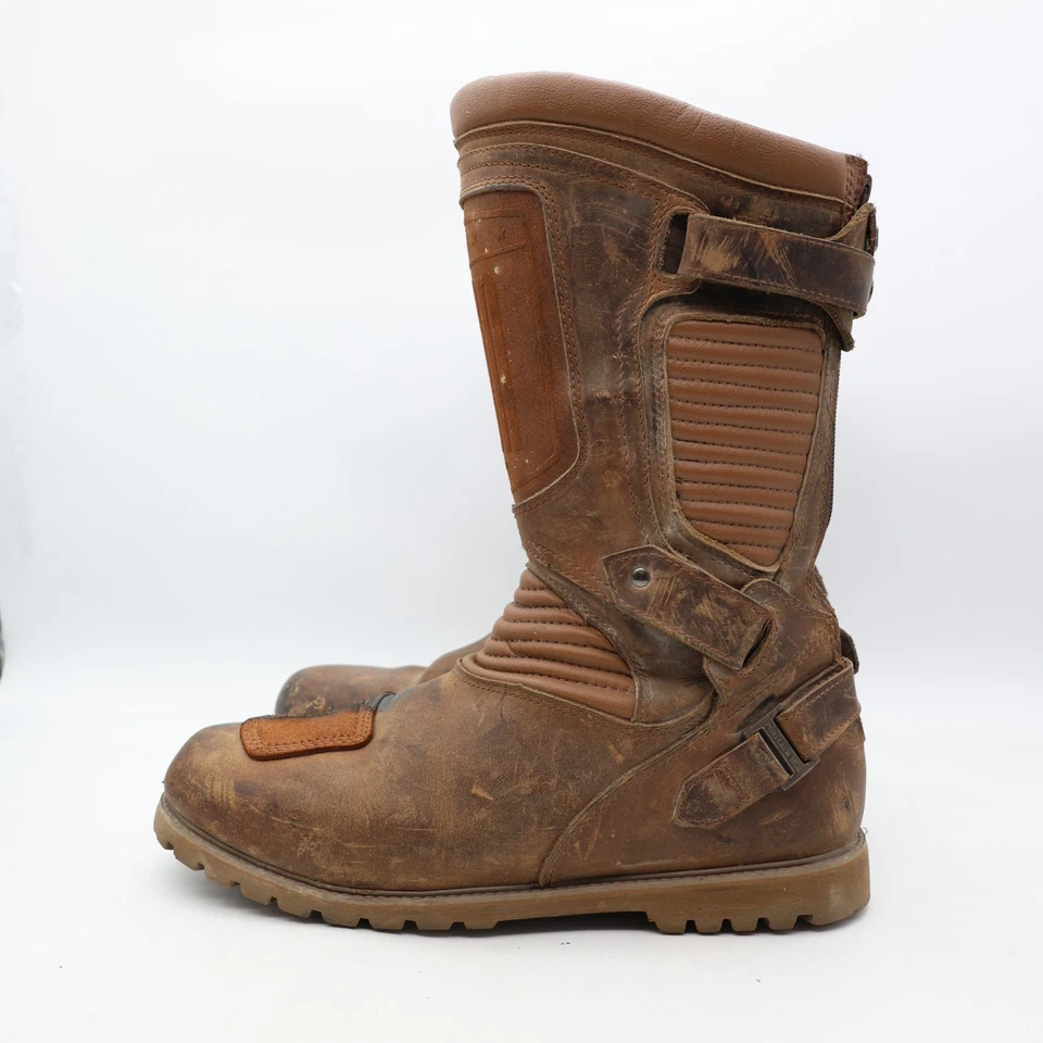 Botas de motocicleta Icon-Prep 1000 para hombre talla 12 de cuero marrón para hombre Foto 3 de 4