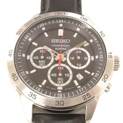 SEIKO セイコー クロノグラフ クォーツ メンズ 4T53-00A0 Seiko Watch 4T53-00A0 Analog Quartz Chronograph Black Dial Silver