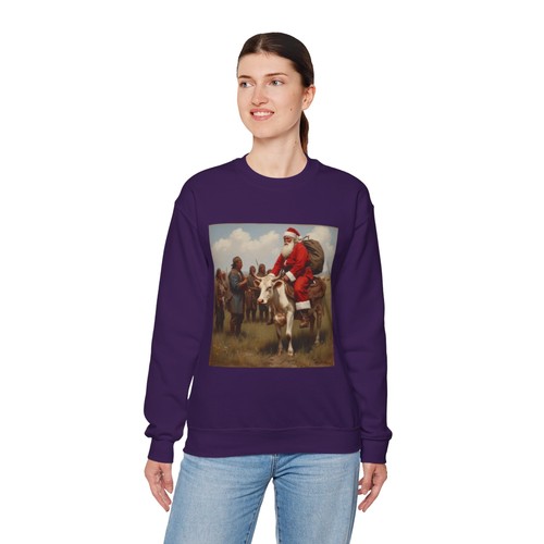 Vintage Święty Mikołaj na krowie Stary Zachód Świąteczna bluza | Retro Nostalgia - Zdjęcie 8 z 53