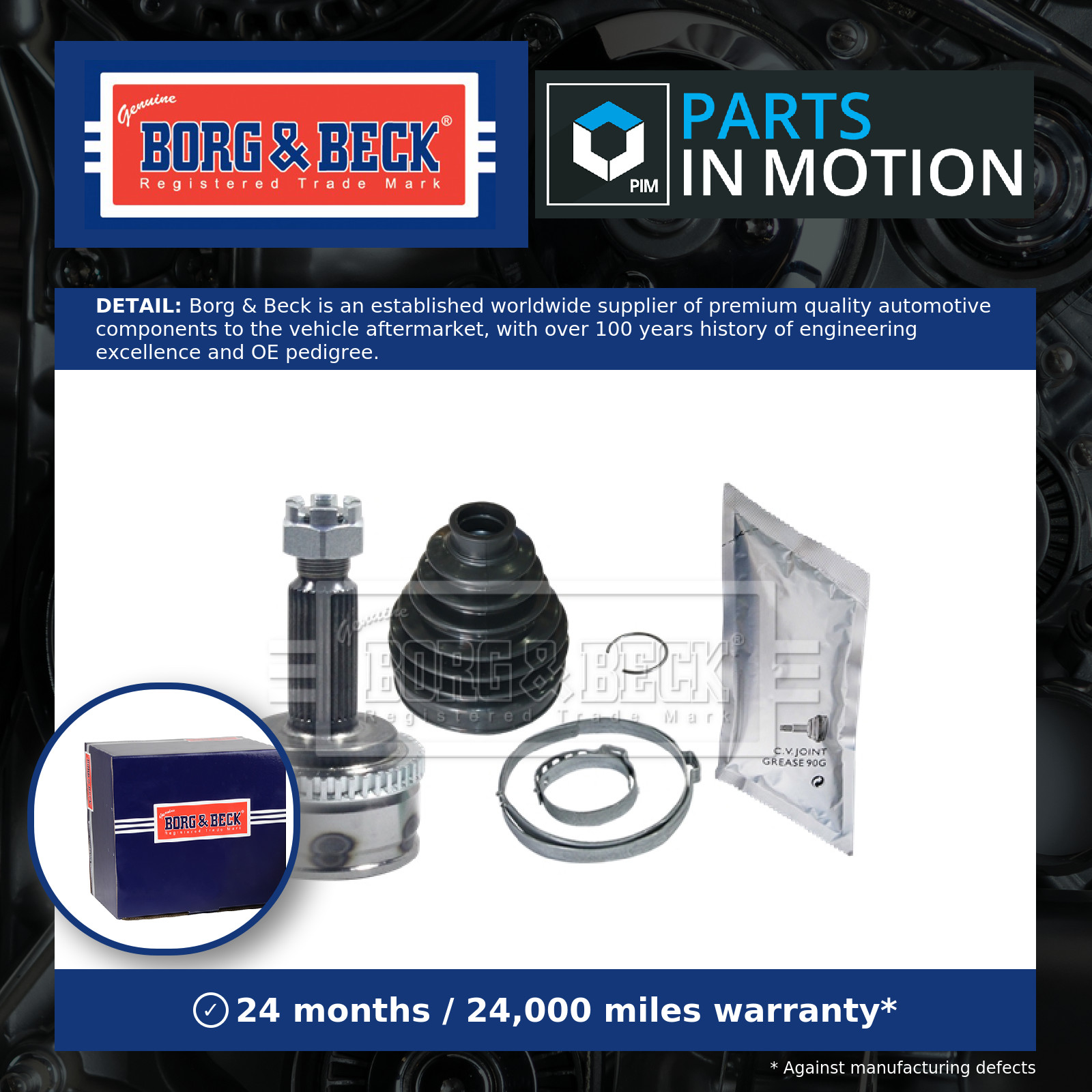 CV Joint Front Outer BCJ1610 Borg & Beck C.V. Driveshaft 495002H002 495002H010