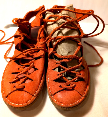 Medieval Renaissance Gladiator Sandals US 9 Woman Red Lace Wild Soles Sandal