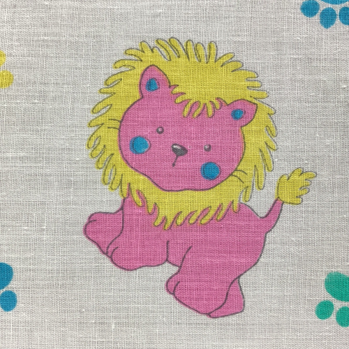 Vintage Whimsical Animal Print Cotton Fabric 47" x 45" - Picture 4 of 7