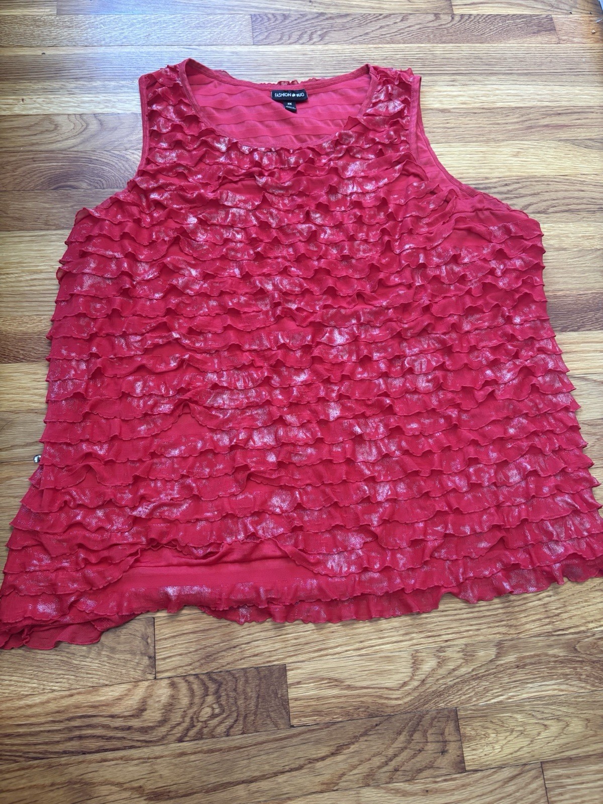 Fashion Bug Top Size 3x Red Tank With Ruffles Preowned