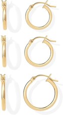 18K Gold Plated Small Hoop Earrings in 925 Sterling Silver for Women