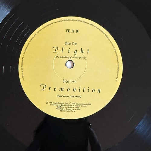 DAVID SYLVIAN & HOLGER CZUKAY Plight & Premonition 1988 UK LP Venture MINT - Picture 4 of 5