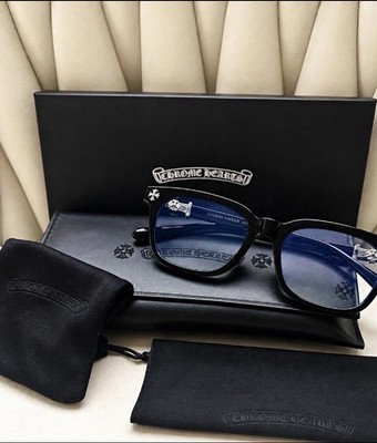 Chrome Hearts Black Square Full Rim Plastic/Metal Eyeglass Frames w/ Case Box