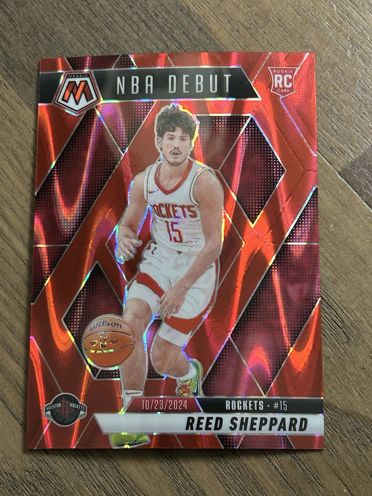 2024-25 Mosaic Reed Sheppard RC Red Seismic NBA Debut /299 Houston Rockets