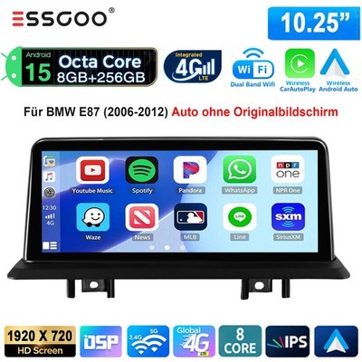 Für BMW E81 E87 E88 2006-2012 Autoradio Apple CarPlay Android 15 8+256GB GPS BT