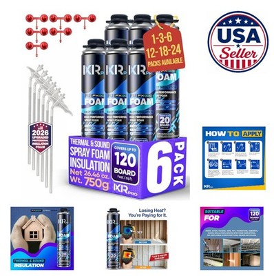 Spray Foam Insulation 6 Pack 26.46 oz High Density Closed Cell R Value 5.6