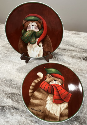 ''Cuddly Kitties'' collection Casa Moda by Danny O Wild Apple Set Of 2 8'' plates