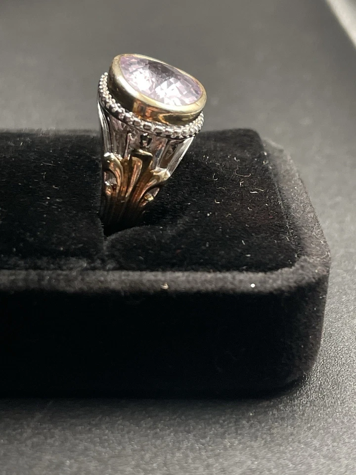 💐 Anillo Victoria Wieck 6.63ct Rosa Amatista y Amatista 2 Tonos Esterlina - Talla 7 Foto 3 de 4