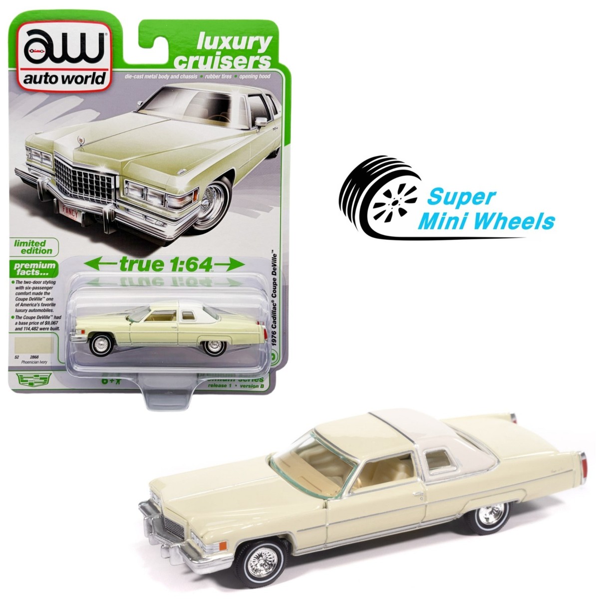 Auto World 1:64 1976 Cadillac Coupe DeVille Phoenician Lvory | eBay